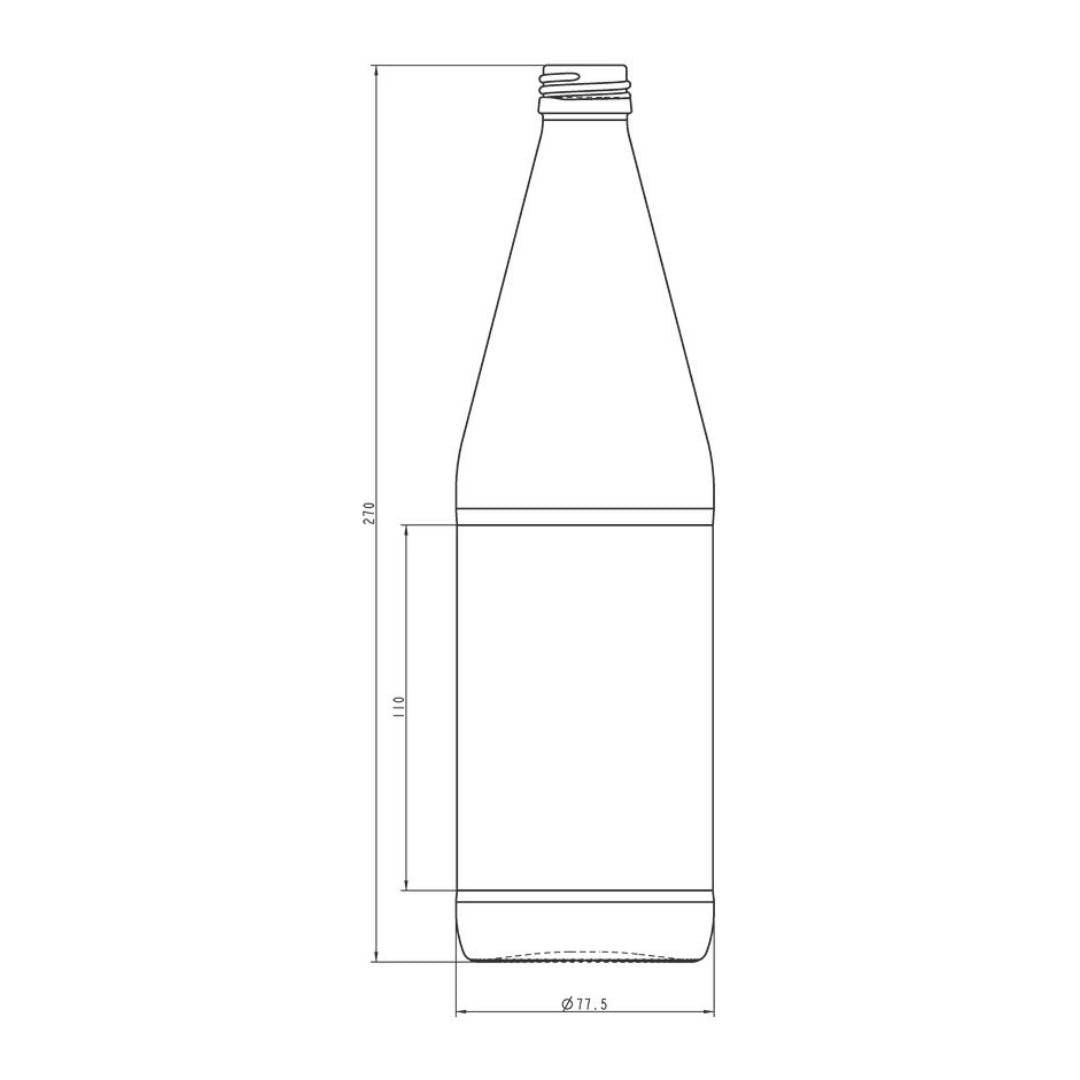 glasflaska 750ml för drycker och livsmedel