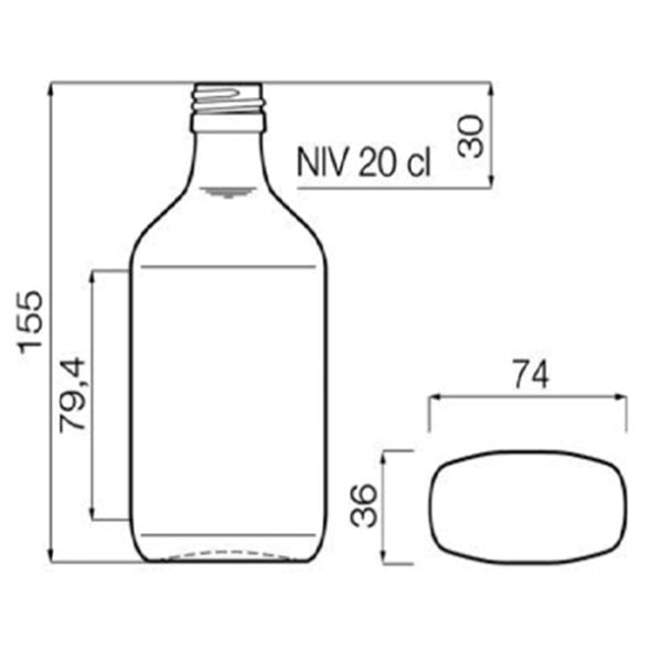 glasflaska 200ml för drycker och livsmedel