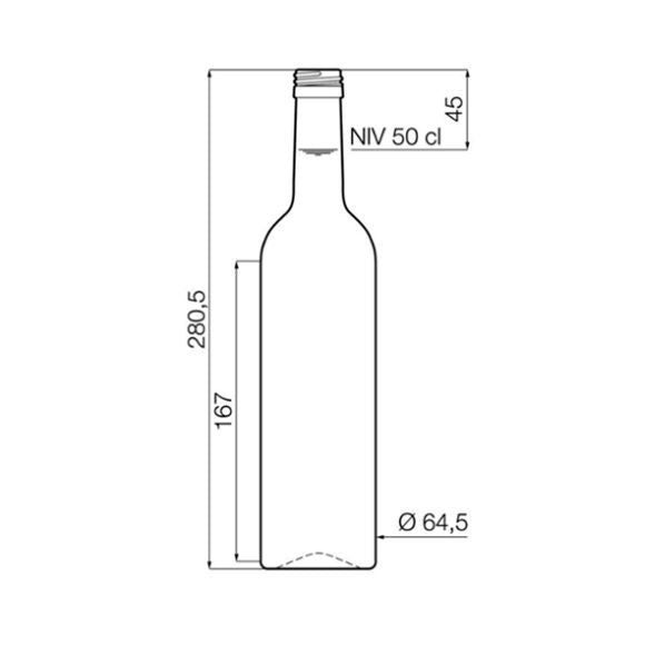 glasflaska 500ml för drycker och livsmedel