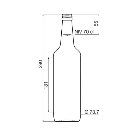 glasflaska 700ml för drycker och livsmedel