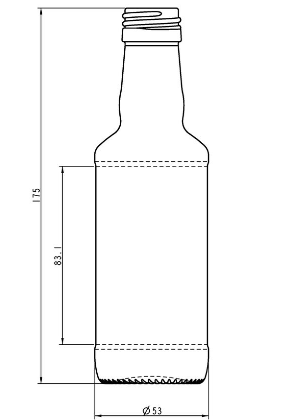 glasflaska 200ml för drycker och livsmedel