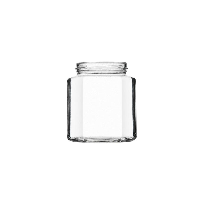 hexagonal glasburk till sylt, honung och chutney