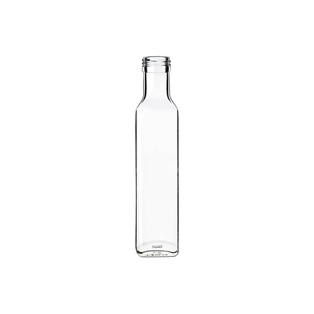 Transparent glasflaska 250ml för drycker och livsmedel