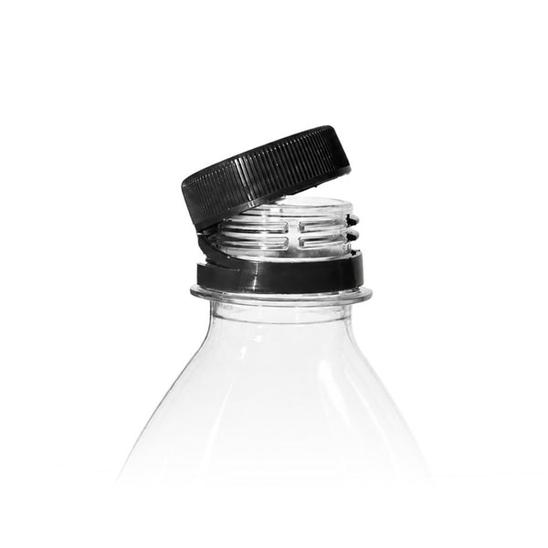 Tjudrad kapsyl PCO med kvarsittande kork 28 mm på plastflaska