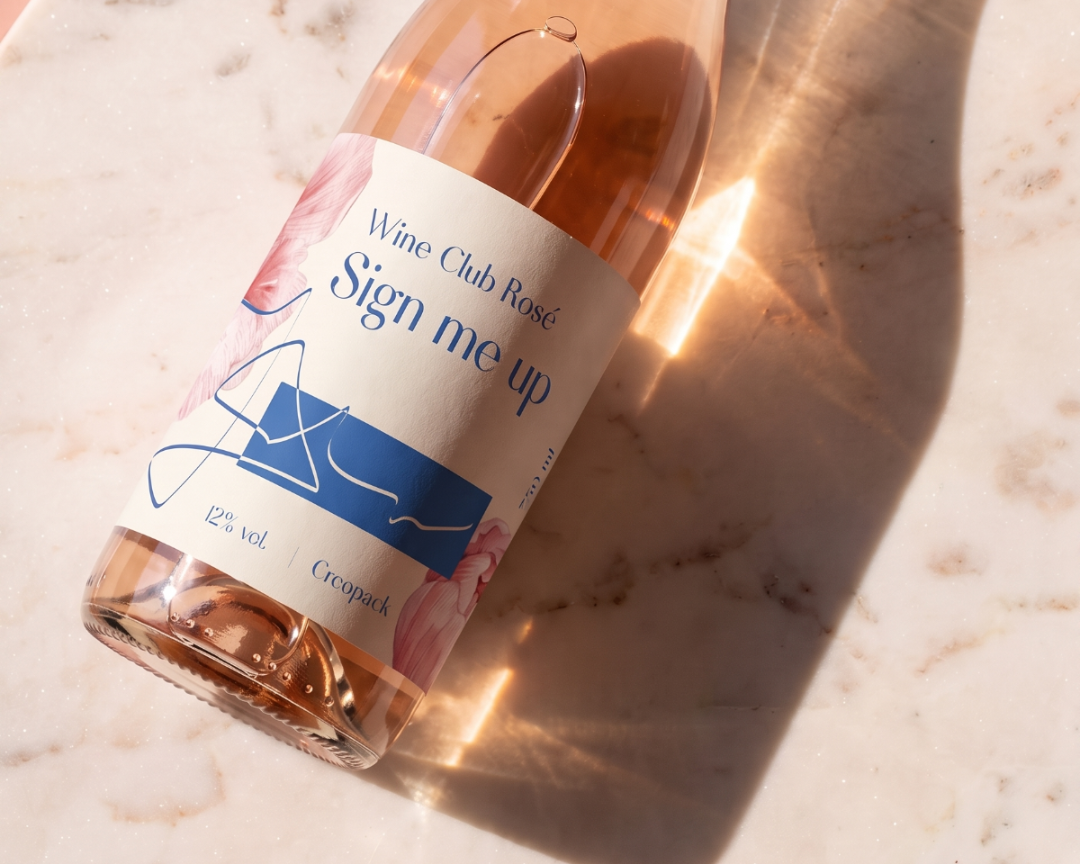 Rosé vin design på etikett
