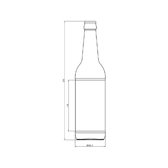 Ritning för Glasflaska ale longneck som rymmer 500ml