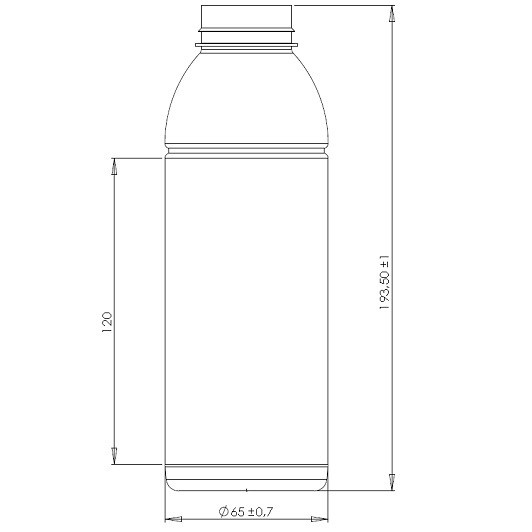 RPET Flaska i 100% återvunnet, 500 ml -skiss
