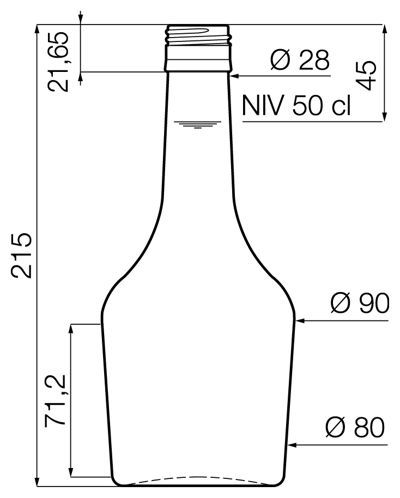 Glasflaska 500 ml Viola - Ritning