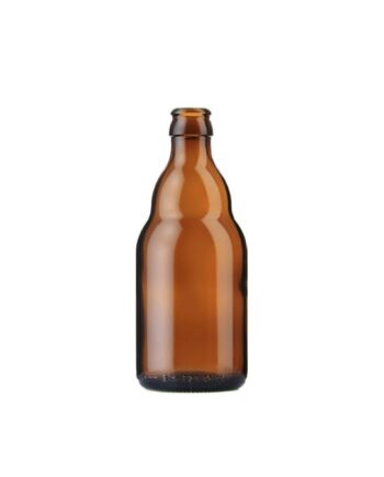 round and brown glass bottle 330 ml Amber Steinie for beer